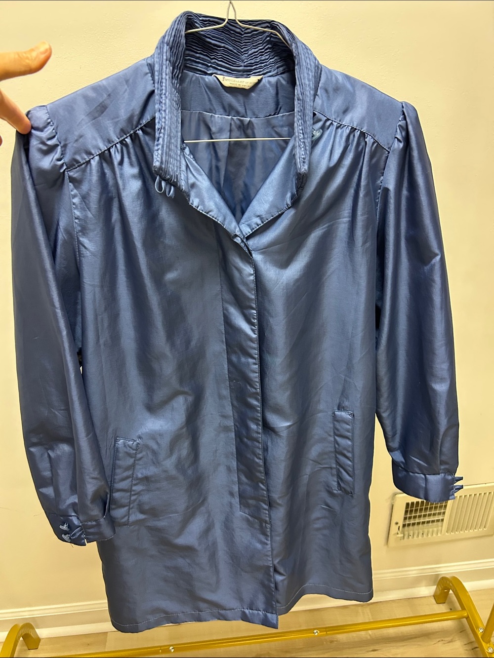 vintage Forecaster of Boston metallic blue trench/rain coat